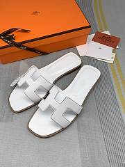 Hermes Oran White Brown Wire Slide - 5