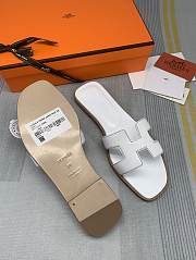 Hermes Oran White Brown Wire Slide - 2