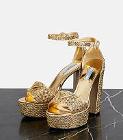 Prada Satin Platform Sandals With Crystals Gold 13.5cm - 1