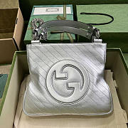 Gucci Blondie Small Leather Tote Silver 24x30x6cm - 1