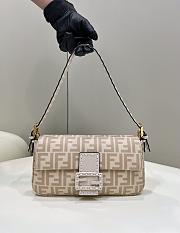 Fendi Baguette 1997 Beige FF Wool Bag 28x6x13.5cm - 1