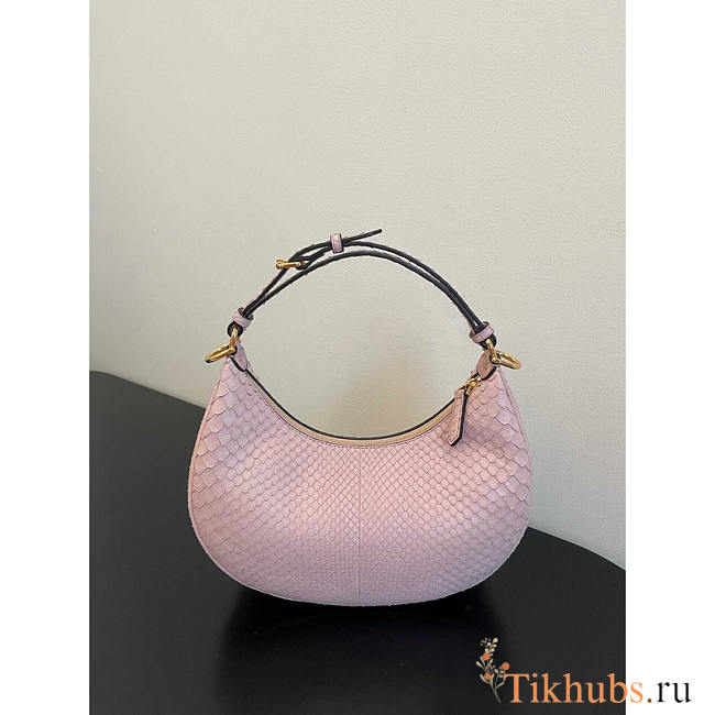 Fendi Small Fendigraphy Hobo Bag Python Leather Pink 29x24.5x10cm - 1