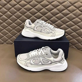 Dior B30 CD White Leather Grey Mesh Low Runner Sneaker