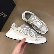 Dior B30 CD White Leather Grey Mesh Low Runner Sneaker - 3