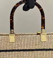 Fendi Sunshine Medium Black Natural Straw Shopper 35x31x17cm - 5