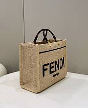 Fendi Sunshine Medium Black Natural Straw Shopper 35x31x17cm - 2