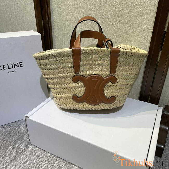 Celine Teen Triomphe Classic Panier Palme Leaves Tan 19x20x10cm - 1