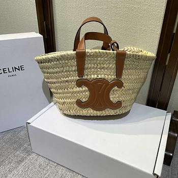 Celine Teen Triomphe Classic Panier Palme Leaves Tan 19x20x10cm