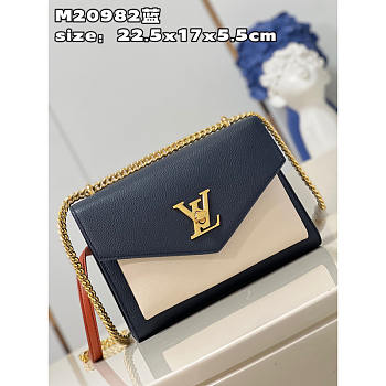 Louis Vuitton LV Mylockme Chain Bag Navy Blue 22.5 x 17 x 5.5 cm 
