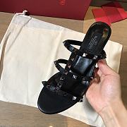 Valentino Rockstud Black Mule Sandals Heel 6cm  - 3