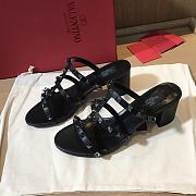 Valentino Rockstud Black Mule Sandals Heel 6cm  - 2
