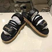 Chanel 21S Dad Cord Black Rope Quilted Gold CC Logo Mule Slides - 2