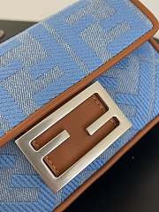Fendi Baguette Mini Light Blue Denim Bag With FF Embroidery 20x13x5cm - 6