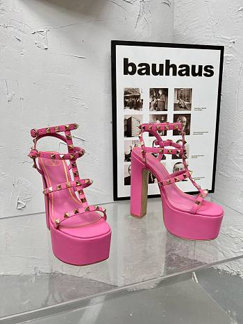 Valentino Garavani Rockstud Platform Sandal Pink Heel 15cm
