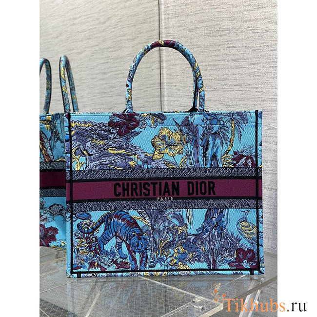 Dior Large Book Tote Celestial Blue Multicolor Toile de Jouy 42x35x18.5cm - 1