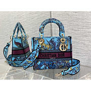 Dior Medium Lady D-Lite Bag Celestial Blue Multicolor Toile de Jouy 24 x 20 x 11 cm  - 1