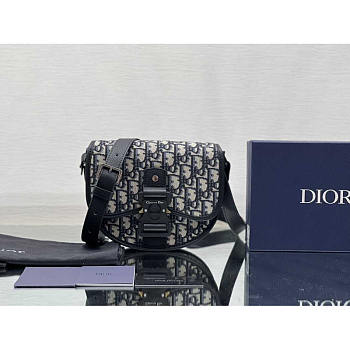 Dior Mini Gallop Bag With Strap Beige and Black Oblique 20.5 x 16 x 5 cm