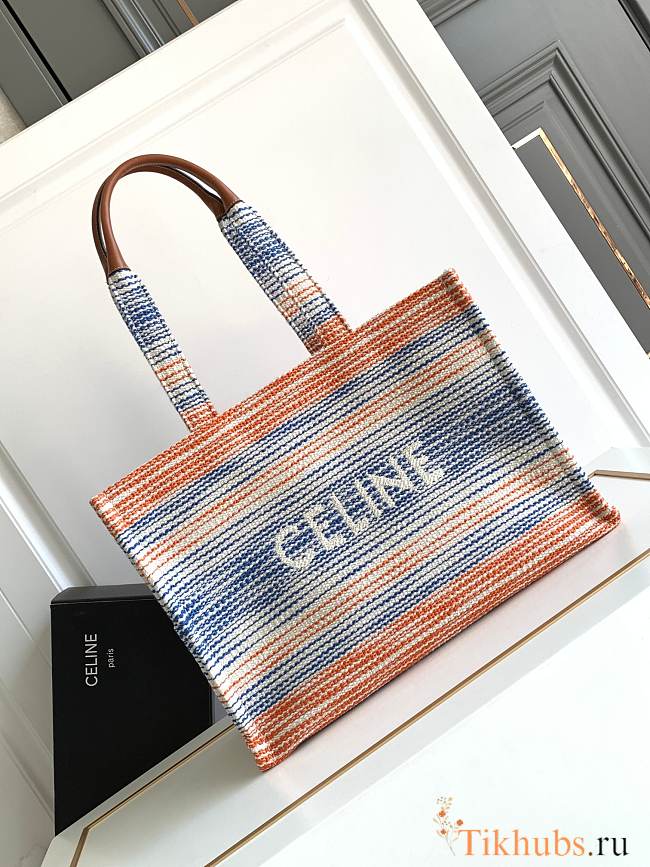 Celine Large Cabas Thais Striped Textile Multicolor 41x28x17cm - 1