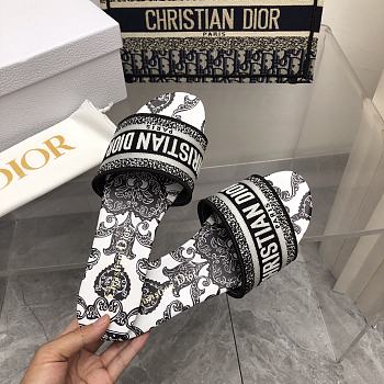 Dior Dway Slide Black and White Cotton Bandana 