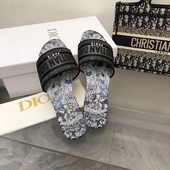 Dior Dway Slide Blue Multicolor Cotton