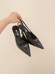 Prada Brushed Leather Slingback Pumps Black 7.5cm - 1