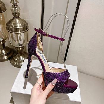 Jimmy Choo Women's Purple Max 150 Glitter Platform Sandals