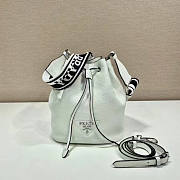 Prada Leather Bucket Bag White 25x19.5x14cm - 1