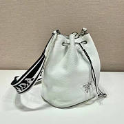 Prada Leather Bucket Bag White 25x19.5x14cm - 5