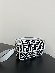 Fendi Baguette White Black Canvas Bag 27x15x6cm - 5