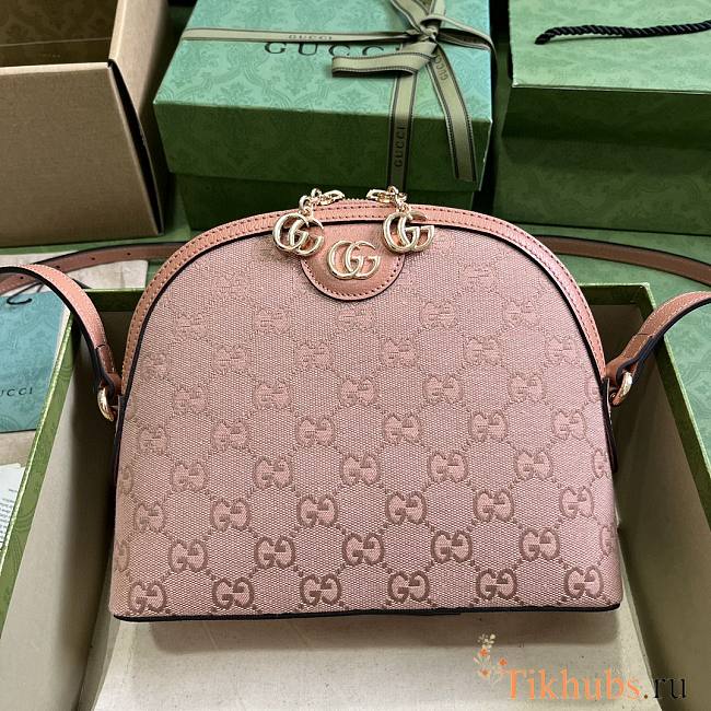 Gucci Ophidia GG Small Shoulder Bag Pink Canvas 23.5x19x8cm - 1