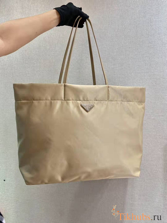 Prada Re-Nylon And Saffiano Leather Tote Bag Beige 40x34x16cm - 1