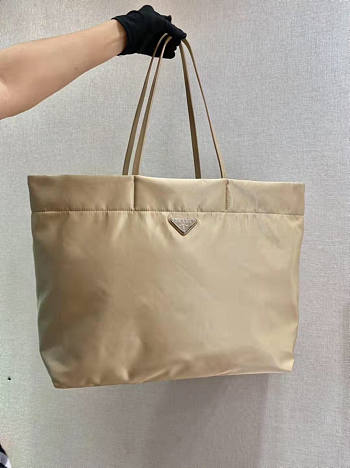 Prada Re-Nylon And Saffiano Leather Tote Bag Beige 40x34x16cm