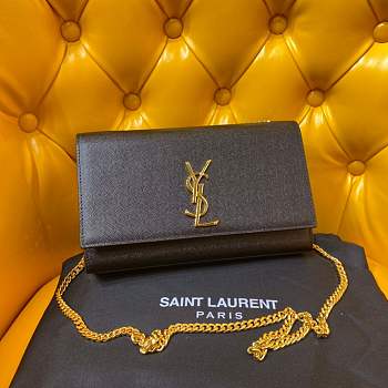 YSL Kate Medium Chain Bag Black Gold 24x14.5x5.5cm