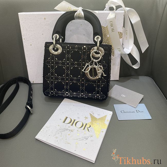 Dior Lady Strass Cannage Satin Black 17cm - 1