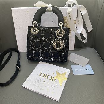 Dior Lady Strass Cannage Satin Black 17cm