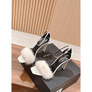 YSL White Bea Mink Heel Sandals 9cm - 3