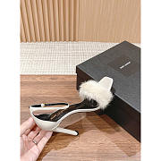 YSL White Bea Mink Heel Sandals 9cm - 4