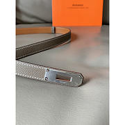 Hermes Kelly 18 Silver Hardware Grey Belt - 2