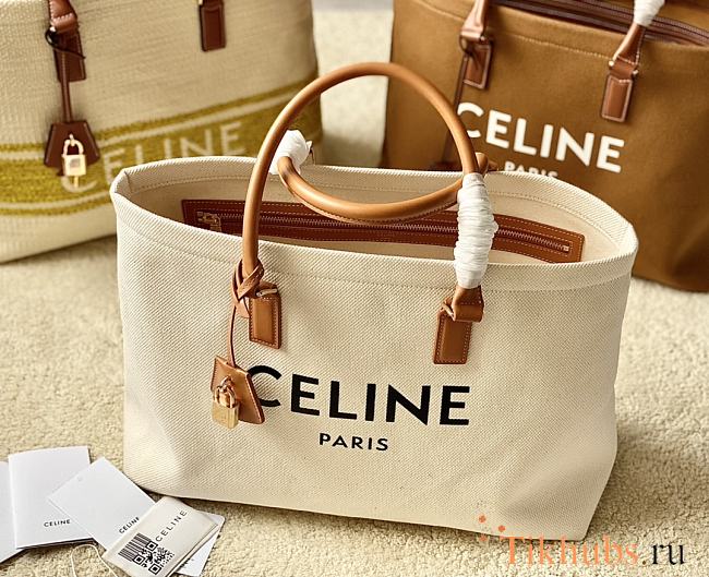 Celine Horizontal Cabas Natural Tan Canvas 44x32x16cm - 1