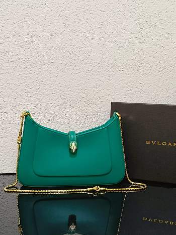 BVLGARI Serpenti Baia Shoulder Bag Green 27.5x18x4.5cm