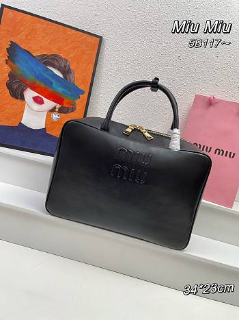 Miumiu Leather Top Handle Black Bag 34x23x10cm