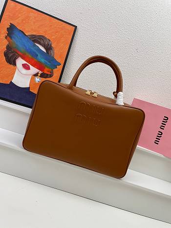 Miumiu Leather Top Handle Brown Bag 34x23x10cm