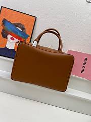 Miumiu Leather Top Handle Brown Bag 34x23x10cm - 5