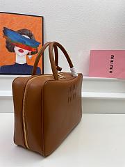 Miumiu Leather Top Handle Brown Bag 34x23x10cm - 3