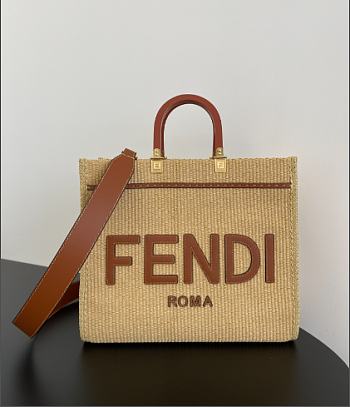 Fendi Sunshine Medium Shopper Natural Straw 35x31x17cm