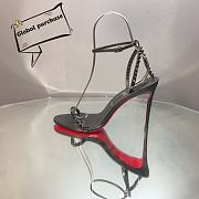 Christian Louboutin So Me Red Sole Spike Black Leather Sandals - 1