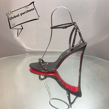 Christian Louboutin So Me Red Sole Spike Black Leather Sandals