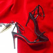 Christian Louboutin So Me Red Sole Spike Black Leather Sandals - 5