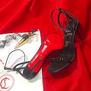 Christian Louboutin So Me Red Sole Spike Black Leather Sandals - 3