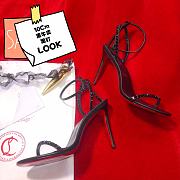 Christian Louboutin So Me Red Sole Spike Black Leather Sandals - 2